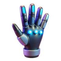 Futuristic Robotic Hand with Lights A futuristic 3D model of a robotic hand with lights, showcasing its advanced design and technological features. png