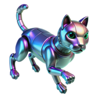 Metallic Cat Robot Design in a Futuristic Three Dimensional Scene of Innovation png