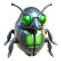 Metallic Bug Robot 3D Render A futuristic bug crafted as a robotic design, navigating the digital jungle with precision. png