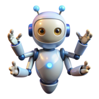 Cute 3D Robot, Four Arms, Digital Art A playful depiction of a robot with four arms, brought to life in whimsical digital art. png