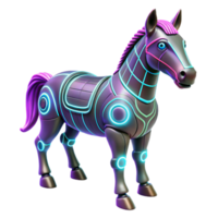 Cybernetic Horse Neon Robot Equine - A futuristic depiction of a cybernetic horse with neon elements showcasing advanced mechanical design and sleek features png