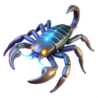 Glowing Robotic Scorpion Toy in a Futuristic Three Dimensional Scene of Design png