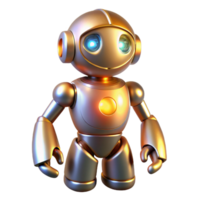 Cute Golden Robot, Three Dimensional Render in a Whimsical Scene of Technology png