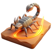 Scorpion 3D Render Desert Glow A dynamic 3D depiction of a scorpion with a desert glow, highlighting its intense and vibrant presence. png