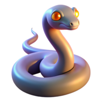 Cute Cartoon Snake 3D Render - An adorable 3D render of a cartoon snake with exaggerated features and playful expression png