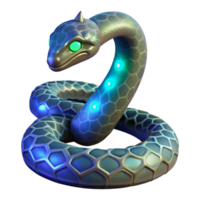 Glowing Hexagonal Snake A dynamic depiction of a snake crafted in hexagonal shapes, its body glowing with vibrant colors. png
