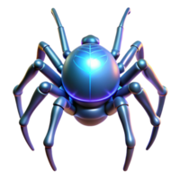 Glowing Robotic Spider A luminous 3D depiction of a robotic spider, highlighting its glowing features and advanced design. png