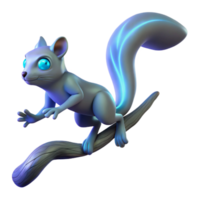 Glowing Tail Squirrel 3D Render A radiant squirrel navigating the digital forest, its tail glowing with vibrant colors in a stunning render. png