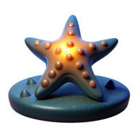 Glowing Starfish Three Dimensional Render with Luminous Skin and Playful Expression png