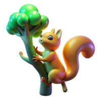 Cute Squirrel on a Tree in a Charming Three Dimensional Scene of Nature png