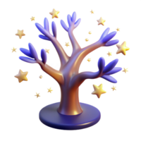 Starry Wishing Tree in a Three Dimensional Render of Enchantment png