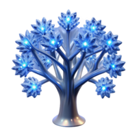 Glowing Blue Crystal Tree A luminous 3D depiction of a blue crystal tree, highlighting its glowing features and enchanting presence. png