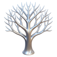 Silver Tree Sculpture Abstract Art in a Creative Three Dimensional Scene of Design png