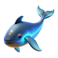 Glowing Whale 3D Render A radiant whale navigating the digital ocean, its body glowing with vibrant colors in a stunning render. png