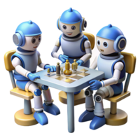 robôs jogando xadrez dentro uma futurista configuração com dinâmico açao png