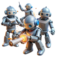 Robot Team Action in a Futuristic Three Dimensional Scene of Innovation png