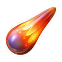 Fiery Comet Space Rock Image A dynamic 3D depiction of a fiery comet, highlighting its intense and vibrant presence. png