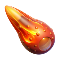 Fiery Meteoroid Cosmic Render A dynamic depiction of a meteoroid ablaze with fiery colors, navigating the cosmos in a stunning render. png