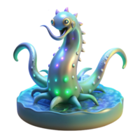 Glowing Sea Creature 3D Model - A luminous 3D model of a sea creature with glowing elements highlighting its ethereal beauty and enchanting presence png