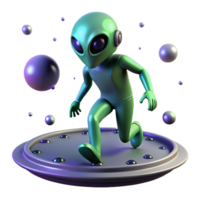 Alien Running on Platform with Futuristic Design and Playful Expression png