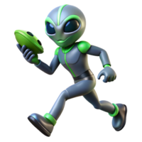 Alien Running with a Flying Saucer in a Sci-Fi Adventure of Speed png