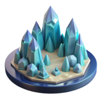 Crystal Island Three Dimensional Render with Sparkling Waters and Enchanting Landscape png
