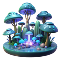 Glowing Mushroom Forest Scene - A luminous depiction of a mushroom forest scene with glowing elements highlighting its enchanting presence and mystical atmosphere png