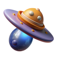 Three Dimensional Render Cute Alien Spaceship in a Whimsical Scene of Extraterrestrial Fun png