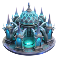 Fantasy Palace 3D Model A magical scene of a palace navigating the digital landscape, captured in a stunning three-dimensional model. png