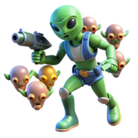 Alien Shooter Galactic Rescue A dynamic depiction of a shooter navigating a world of aliens, capturing the essence of galactic rescue in a digital world. png