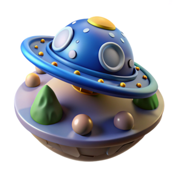 schattig buitenaards wezen ruimteschip 3d geven - een aanbiddelijk 3d geven van een buitenaards wezen ruimteschip vastleggen haar speels en grillig uiterlijk png