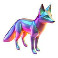 Iridescent Fox 3D Render - A stunning 3D render of a fox with iridescent features showcasing a spectrum of colors and ethereal beauty png