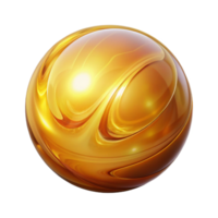 Golden Sphere Abstract 3D Render A radiant sphere navigating a world of abstract art, its surface glowing with golden hues in a digital world. png