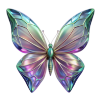 Iridescent Butterfly Wings of Fantasy A radiant butterfly with wings that shimmer with iridescent colors, navigating the digital garden in a stunning render. png
