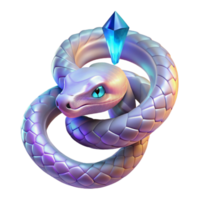 Mystic Snake with Crystal A mystical 3D depiction of a snake with a crystal, capturing its enchanting presence and magical elements. png