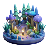 Enchanted Forest Night Scene A magical scene of a forest navigating the digital night, capturing the essence of enchantment in a digital world. png