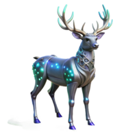 Cybernetic Deer as a Robotic Antlered Creature in a Futuristic Three Dimensional Scene of Innovation png