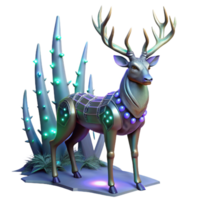 Cybernetic Deer Sculpture A dynamic depiction of a deer crafted as a cybernetic sculpture, capturing the essence of innovation in a digital world. png