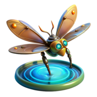 Mechanical Insect on Platform A futuristic 3D model of a mechanical insect on a platform, emphasizing its advanced design and mechanical features. png