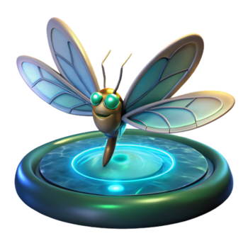 3d borboleta em água plataforma uma sereno representação do uma borboleta navegação uma água plataforma, capturado dentro uma deslumbrante tridimensional renderizar. png