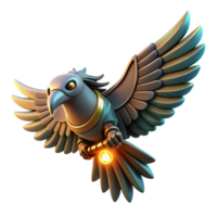 Mechanical Bird in Flight A futuristic bird crafted as a mechanical design, navigating the digital sky with precision. png