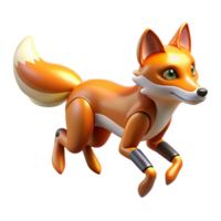 Leaping Fox 3D Model A dynamic depiction of a fox in mid-leap, crafted in a stunning three-dimensional model. png