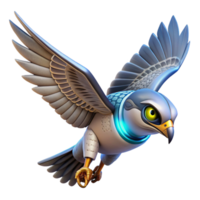 Cybernetic Falcon in Flight in a Futuristic Three Dimensional Scene of Avian Design png