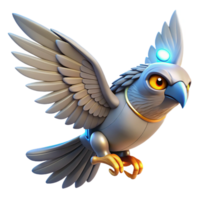 Robotic Bird in Flight A futuristic bird crafted as a robotic design, navigating the digital sky with precision. png