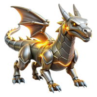 Mechanical Dragon Fantasy Robot - A futuristic depiction of a dragon with mechanical elements blending advanced technology with mythical creature design png