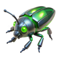 Metallic Green Robot Insect A futuristic insect robot crafted from metallic green materials, navigating the digital realm with precision. png