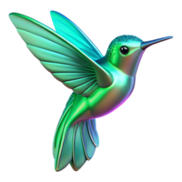 Vibrant Hummingbird in Flight A radiant hummingbird navigating the digital sky, its feathers glowing with vibrant colors in a stunning render. png