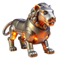 Robotic Lion as a Metal Beast Design in a Futuristic Three Dimensional Scene of Innovation png