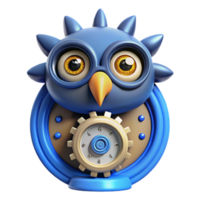 Gear Owl Clock Three Dimensional Render in a Creative Scene of Design png