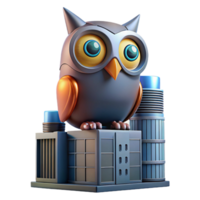 Owl on Factory Industrial Mascot A dynamic depiction of an owl navigating a factory, capturing the essence of industry in a digital world. png